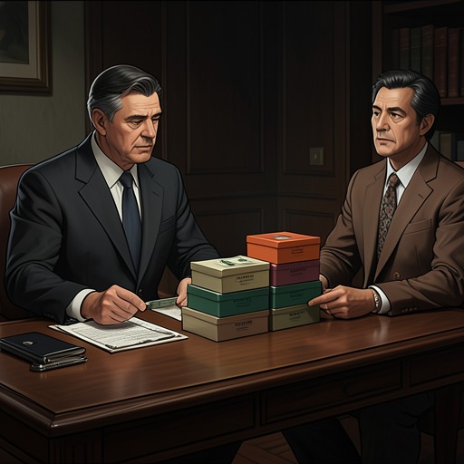 The Bribe Economy from "The Government Inspector". This thread tracks the officials' routine corruption, their escalating payments, and the collapse of their confidence when the deception is revealed.