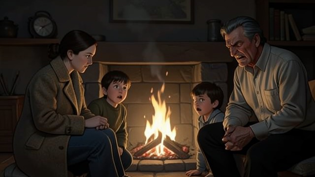 A Father in Danger from "Hans Brinker, or The Silver Skates". A Father in Danger The hearthside crisis Raff Brinker suddenly attacks Dame Brinker beside the fire, frightening the children and setting part of her clothing…