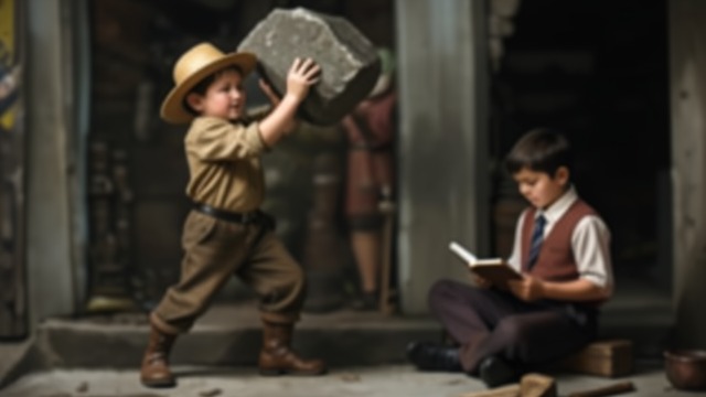 A Boy’s Responsibility from "Hans Brinker, or The Silver Skates". A Boy’s Responsibility Work before ambition Hans Brinker takes on the heavy tasks of supporting his household, including canal work and carving.