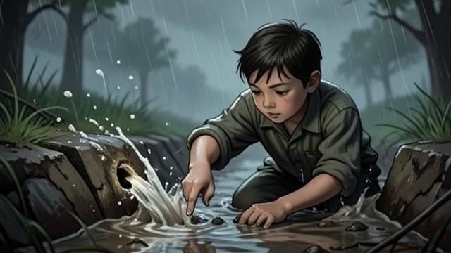 A Leak in the Dike from "Hans Brinker, or The Silver Skates". A Leak in the Dike A child’s vigilance The tale of the Hero of Haarlem describes a boy who blocks a leak with his finger until help arrives.
