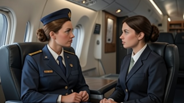 Meeting Again in Flight from "The Sun is Also a Star". Recognition Completed Irene Approaches Now a flight attendant, Irene recognizes Natasha and tells her what the message meant.