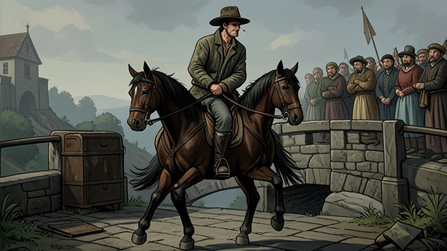 The Ride Across the Bridge from "The Robot Who Looked Like Me". A False Departure Crossing the threshold Washburn rides onto Devil’s Highway, a bridge leading out of the Western set and into another time.