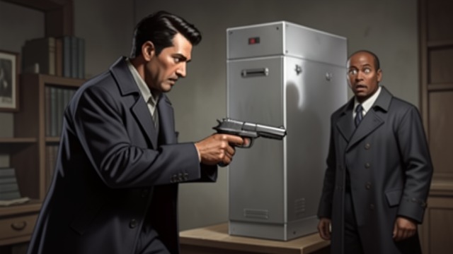 The Emperor Takes the Box from "The Robot Who Looked Like Me". Mingus Reveals Himself A chance encounter A bearded man approaches Charlie, recognizes his white box, and produces a matching device and a gun.