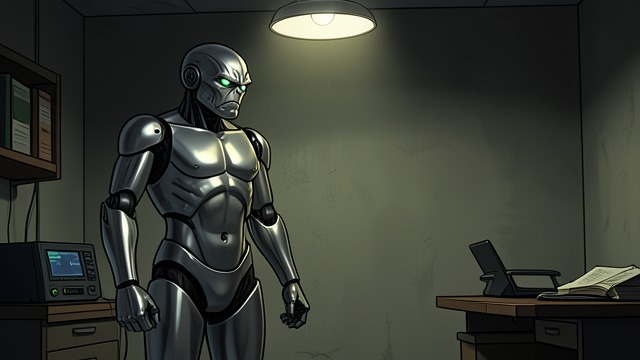 The Robot’s Loyal Memory from "The Robot Who Looked Like Me". A Constructed Witness Testimony from an uncertain self A robot recounts the battle while unsure whether he is the person he may have been designed to be.