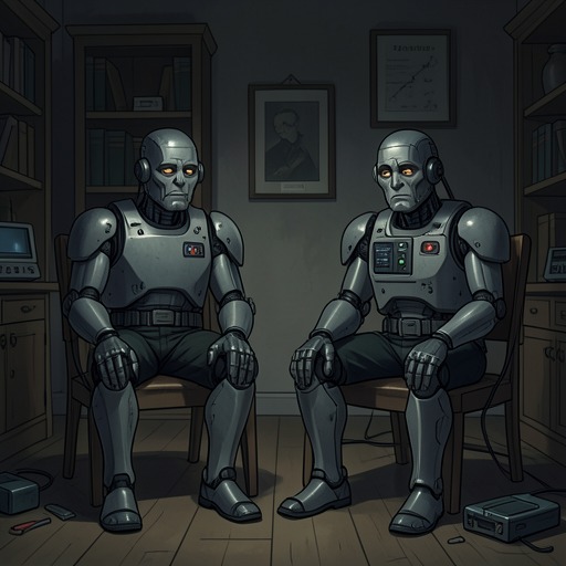 The Robots’ Unscripted Romance from "The Robot Who Looked Like Me". This thread traces the growing independence of the courtship doubles, whose shared experiences culminate in an unexplained departure.