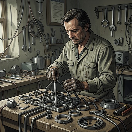Charlie’s First Time Machine from "The Robot Who Looked Like Me". This thread traces Charlie Gleister’s invention from an unreliable prototype into the mechanism that draws him into a branching struggle over the future.