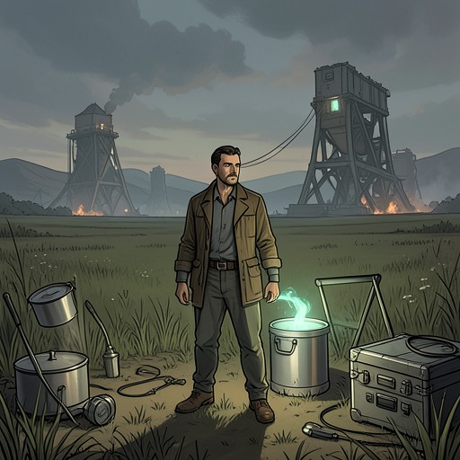 The Food Supply Behind the Towers from "The Robot Who Looked Like Me". This subplot traces how the postwar food system depends on the goo and how that dependence conceals a biological and human risk.