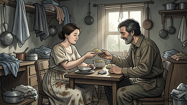 The Silva Room from "Martin Eden". Shelter Among the Poor A cramped refuge Martin lives in a small room among Maria’s crowded household, surrounded by laundry, cooking, and children.