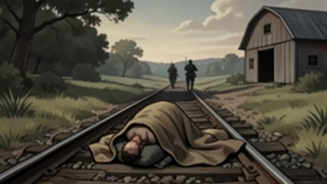 A Body Returned to the Tracks from "The Painted Bird". A Body Returned to the Tracks The concealed aftermath At dawn, The boy peers through the knothole again and sees a human shape lying beneath a horse blanket.