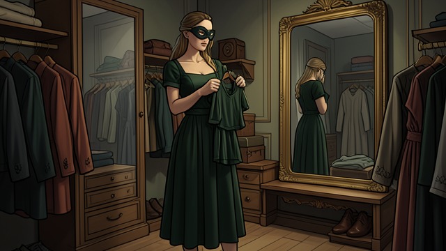 The Green Dress from "The Kissing Booth". Preparing to Be Seen A Dress with Meaning Elle shops with Lee and chooses a dark green dress with a matching mask.