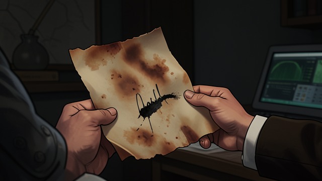 A Deed in the Bible from "The Luminaries". A Deed in the Bible The hidden paper surfaces Cowell Devlin shows Anna Wetherell a partly burned deed promising her money from Staines, witnessed by Wells.