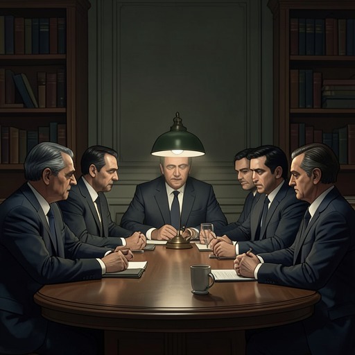 The Crown Council and Its Oath from "The Luminaries". This thread follows a secret gathering whose members trade information, make promises, and repeatedly struggle with the costs of keeping them.