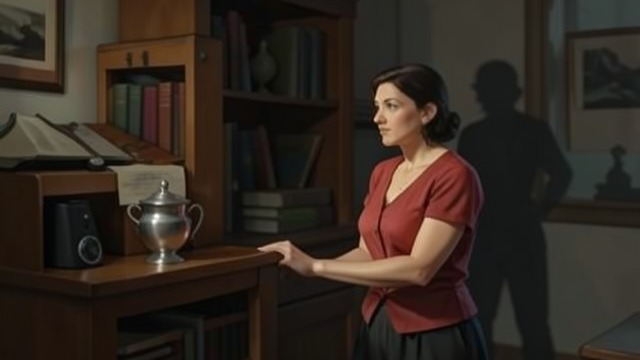 The Urn’s Loss from "The Hidden Staircase". A Family Possession Taken Recognition in the Library Rosemary sees that the silver urn has disappeared from its place above the bookcase.
