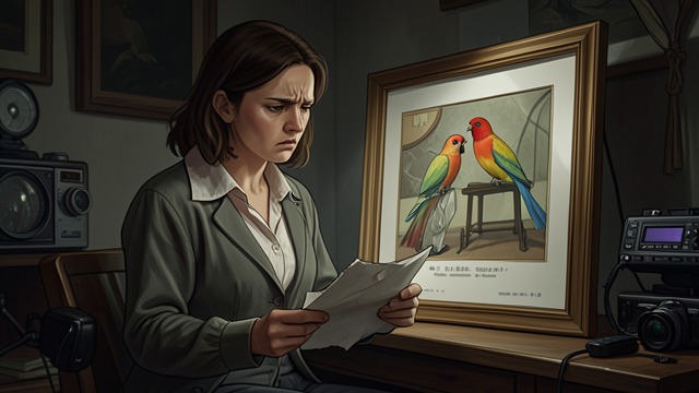 The Birds and Dresses from "The Hidden Staircase". A New Disturbance Loss and Surprise Floretta discovers that three dresses have vanished and two canaries sit on a picture frame.