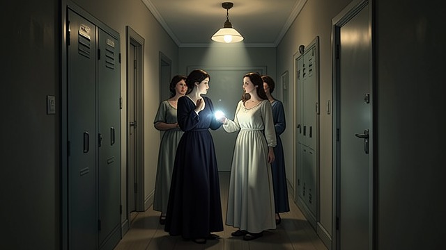 Trust Tested Overnight from "The Hidden Staircase". Nancy as Protector Leading the Search Nancy takes the revolver and flashlight and guides both sisters downstairs.