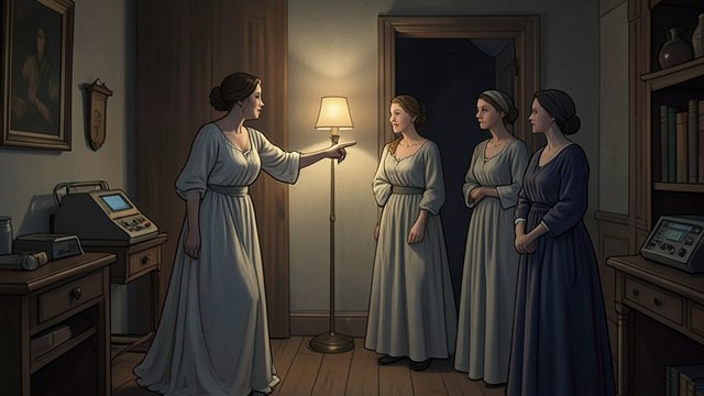 Proof Shared Openly from "The Hidden Staircase". Investigation as Partnership A Demonstration Nancy explains the hidden route and invites the sisters to inspect it.