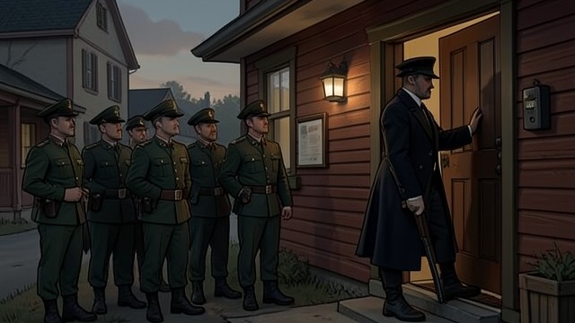 The Failed Front Door from "The Hidden Staircase". The Suspect May Be Inside A Noisy Approach The sheriff’s police car races to the house and the officers knock at the locked door.
