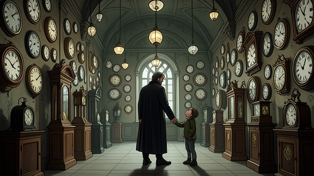 A House Outside the City from "Momo". A House Outside the City A Refuge of Clocks Momo enters Nowhere House and finds a vast hall filled with clocks.