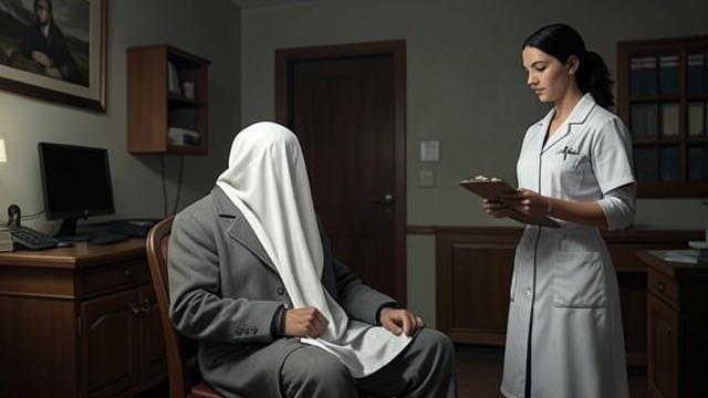 A Hospital Cell from "Momo". A Hospital Cell Concern Recast as Madness An inspector has Beppo taken for examination at a hospital for nervous disorders.