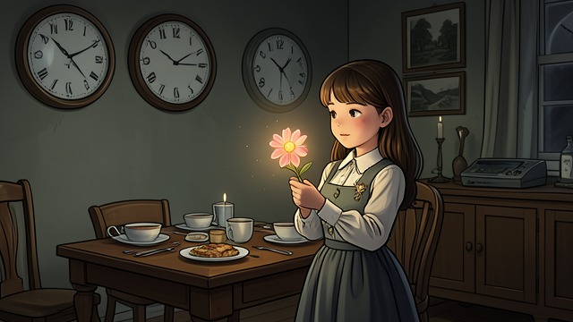 A Timequake from "Momo". A Timequake The World Falls Still A timequake passes through Nowhere House, and every clock stops.
