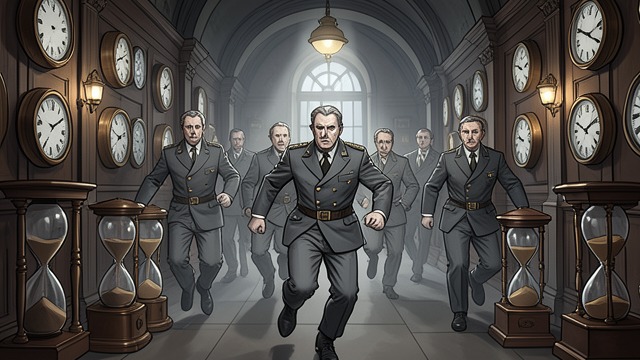 The Gray Men Enter from "Momo". The Gray Men Enter Panic in the Clock Hall The Gray Men stream into Nowhere House and mistake it for a new headquarters.