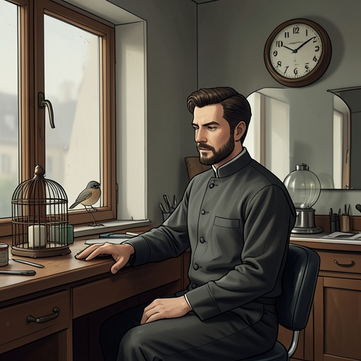 Mr Figaro's Lost Time from "Momo". This flow traces Mr Figaro's transformation from a contented barber with doubts into an exhausted convert to the Gray Men's doctrine.