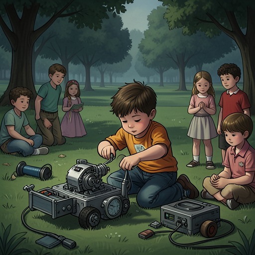 Children's Play Under Pressure from "Momo". This flow traces imaginative play from shared invention to institutional control, and its return after stolen time is released.