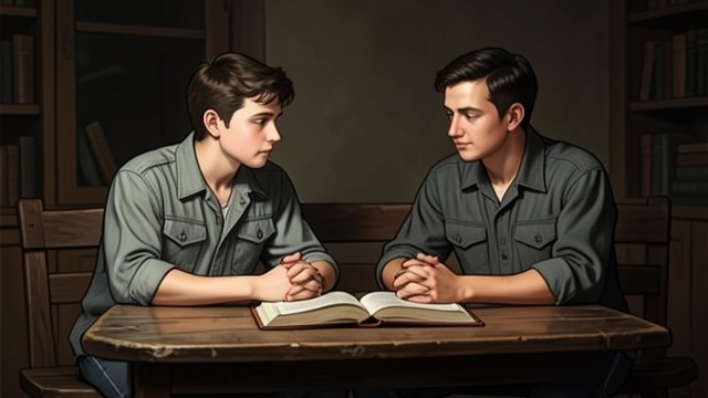 School Companions from "Illusions perdues". School Companions Recognition David Séchard and Lucien de Rubempré recognize each other as gifted young men held back by poverty.