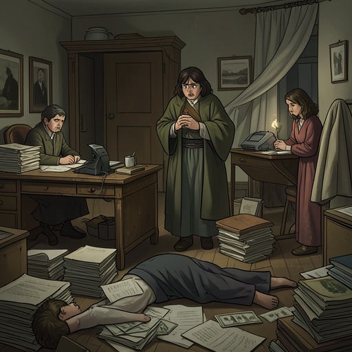 The Family’s Debt Crisis from "Illusions perdues". Lucien’s forged bills pass from an act of desperation into a legal and financial crisis that threatens David, Ève, and their household.
