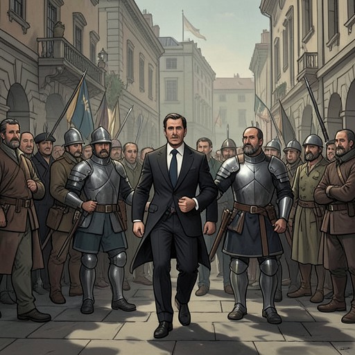 The Arrest of Galeni from "Memory". Haroche’s attempted prosecution of Galeni creates a second crisis, forcing Miles to balance friendship, evidence, and the appearance of impartial authority.