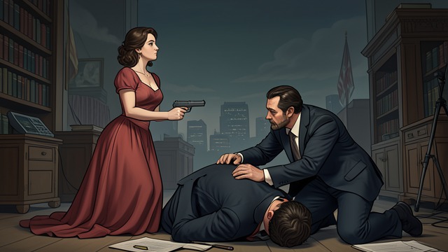 A Responsible Use of Power from "The Birthday Party". Choosing Not to Shoot An Opportunity for Revenge Kathy holds a gun while Chase pins Evan down.