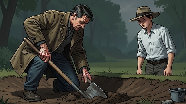 A Son’s Burial from "Straight Man". The Repeated Grave A Familiar Task Hank digs a grave for Occam and recognizes the physical echo of his father burying Red decades earlier.