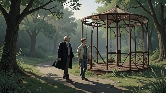 A Walk to the Midway from "Straight Man". A Shared Excursion Familiar Ground Hank and his father walk to the abandoned amusement park.