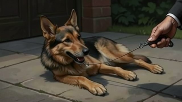 Occam Appears from "Straight Man". A Stray at the Drive An Injured Visitor A young white German shepherd appears in Hank and Lily’s driveway with fishing line and a hook caught in his lip.