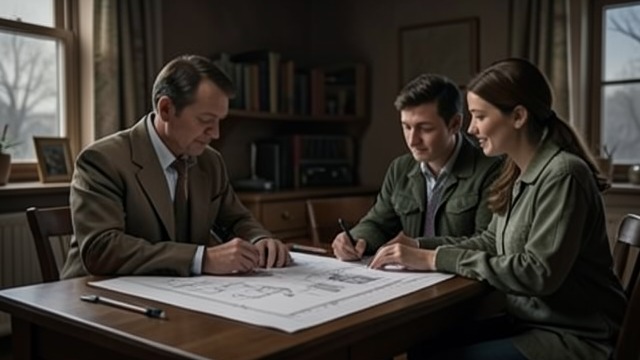A House Built on Hope from "Straight Man". An Unaffordable Replica Borrowed Plans Julie and Russell build a house modeled on Hank and Lily’s home, using the same plans and contractor.