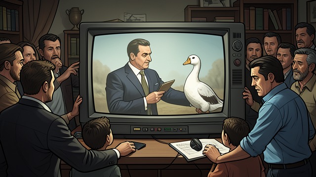 The Duck Makes a Hero from "Straight Man". A Celebration Takes Shape Public Excitement At The Tracks, Hank’s friends and local media celebrate his televised confrontation.