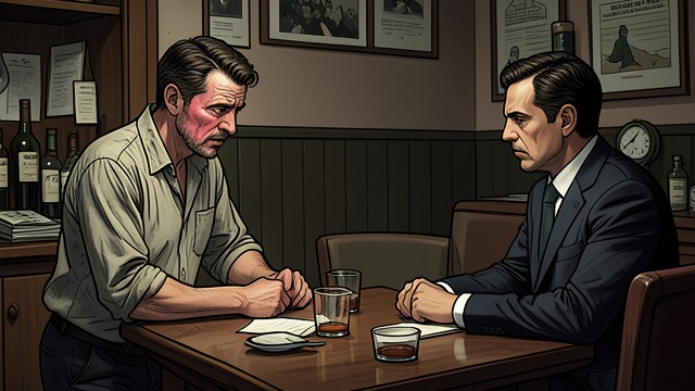 A Confession at the Bar from "Straight Man". A Secret Spoken The Admission Teddy tells Hank while drunk that he is in love with Lily and makes him promise not to reveal it.