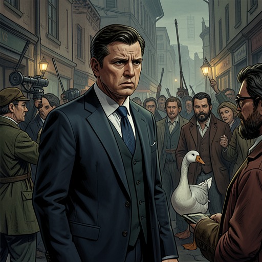 The Goose and Its Consequences from "Straight Man". This flow traces the movement from Hank’s comic threat to an actual killing, public protest, investigation, and the eventual revelation of who killed the goose.