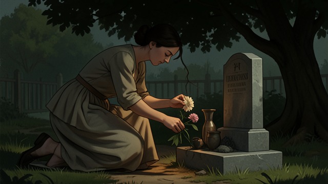 Ariadne’s Chosen Duty from "Cartes Postales from Greece". Ariadne’s Chosen Duty A promise shapes a solitary life Ariadne remains to tend Icarus’s grave after Daedalus continues his journey.