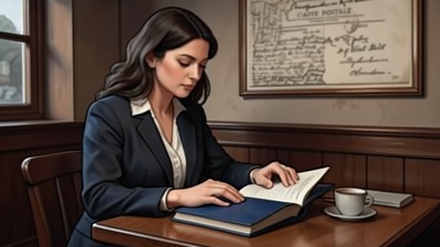 The Notebook Opens from "Cartes Postales from Greece". The Notebook Opens A private document At a cafe in Nafplio, Ellie opens the package and finds a blue leather notebook filled with the handwriting she…