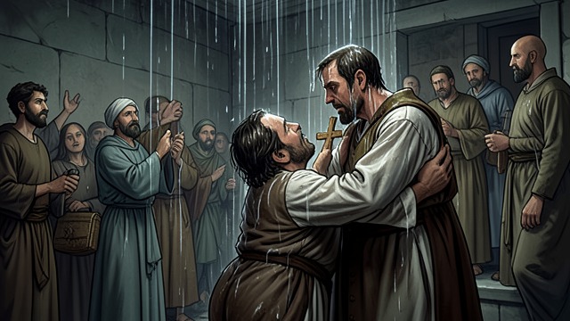 A Second Baptism from "Cartes Postales from Greece". A Second Baptism Relief breaks through Giorgos sobs as the years of accusation and uncertainty suddenly acquire another explanation.