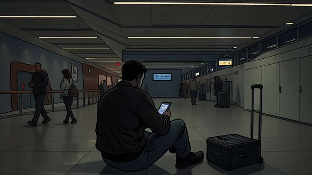 The Empty Arrivals Hall from "Cartes Postales from Greece". The Empty Arrivals Hall Waiting for a promised meeting Anthony waits at Kalamata Airport for the woman he expects to marry.