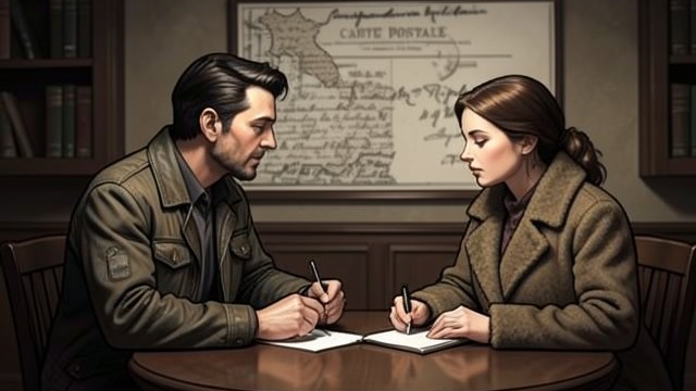 The Offer to Stay from "Cartes Postales from Greece". The Offer to Stay A practical invitation Anthony offers Ellie paid work typing his manuscript and a room in his apartment.