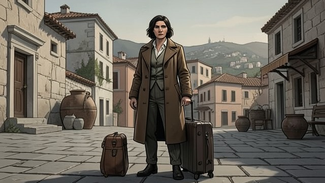 Ellie Stays Instead of Returning from "Cartes Postales from Greece". Ellie Stays Instead of Returning A familiar departure waits Ellie has a flight back to London, where her job and flat offer little she wants.