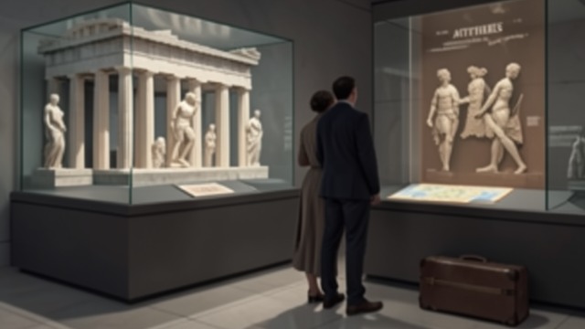 A Planned Journey from "Cartes Postales from Greece". A Planned Journey A shared cultural dream Sarah says she wants to see the Parthenon Marbles in their original setting.