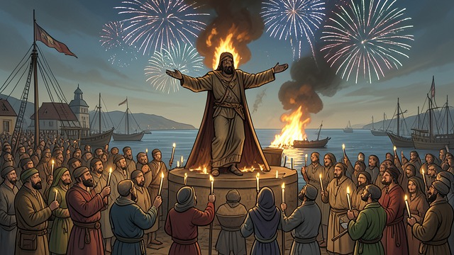 The Burning Effigy from "Cartes Postales from Greece". The Burning Effigy Sylvie reaches the waterfront Alone and injured, Sylvie finds a silent crowd carrying unlit candles.