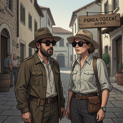 Sylvie and Jean-Luc in the Easter Village from "Cartes Postales from Greece". This thread follows a honeymoon couple whose lack of local knowledge places them inside a village’s secret Good Friday and Holy Saturday customs.