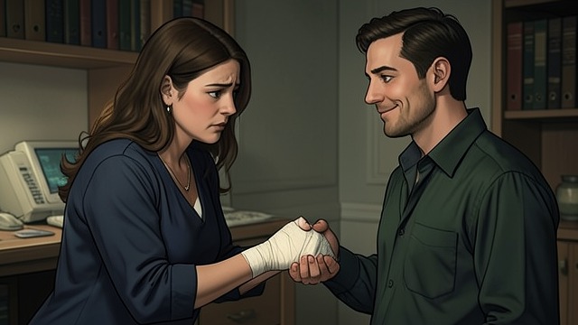 The Wounded Hand from "Across the River and into the Trees". The Wounded Hand An intimate object Renata asks to touch Cantwell’s damaged hand, which she has dreamed about.