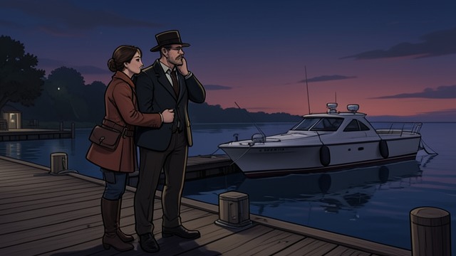 The Boat Home from "Across the River and into the Trees". The Boat Home The last embrace Renata and Cantwell kiss and say goodbye near the landing.