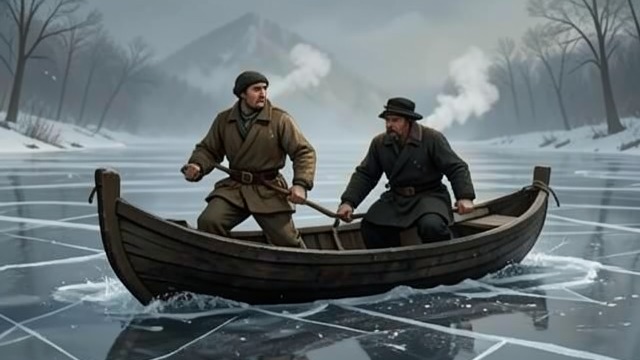 The Frozen Morning from "Across the River and into the Trees". The Frozen Morning Cold as an obstacle Cantwell and the boatman struggle through ice before reaching the blind.